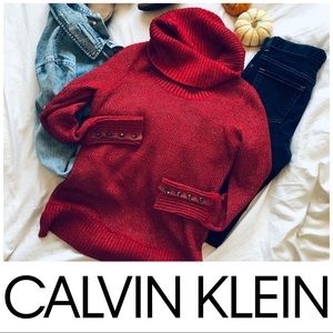 ❄️ Christmas Red Calvin Klein Cowl Neck Sweater ❄️